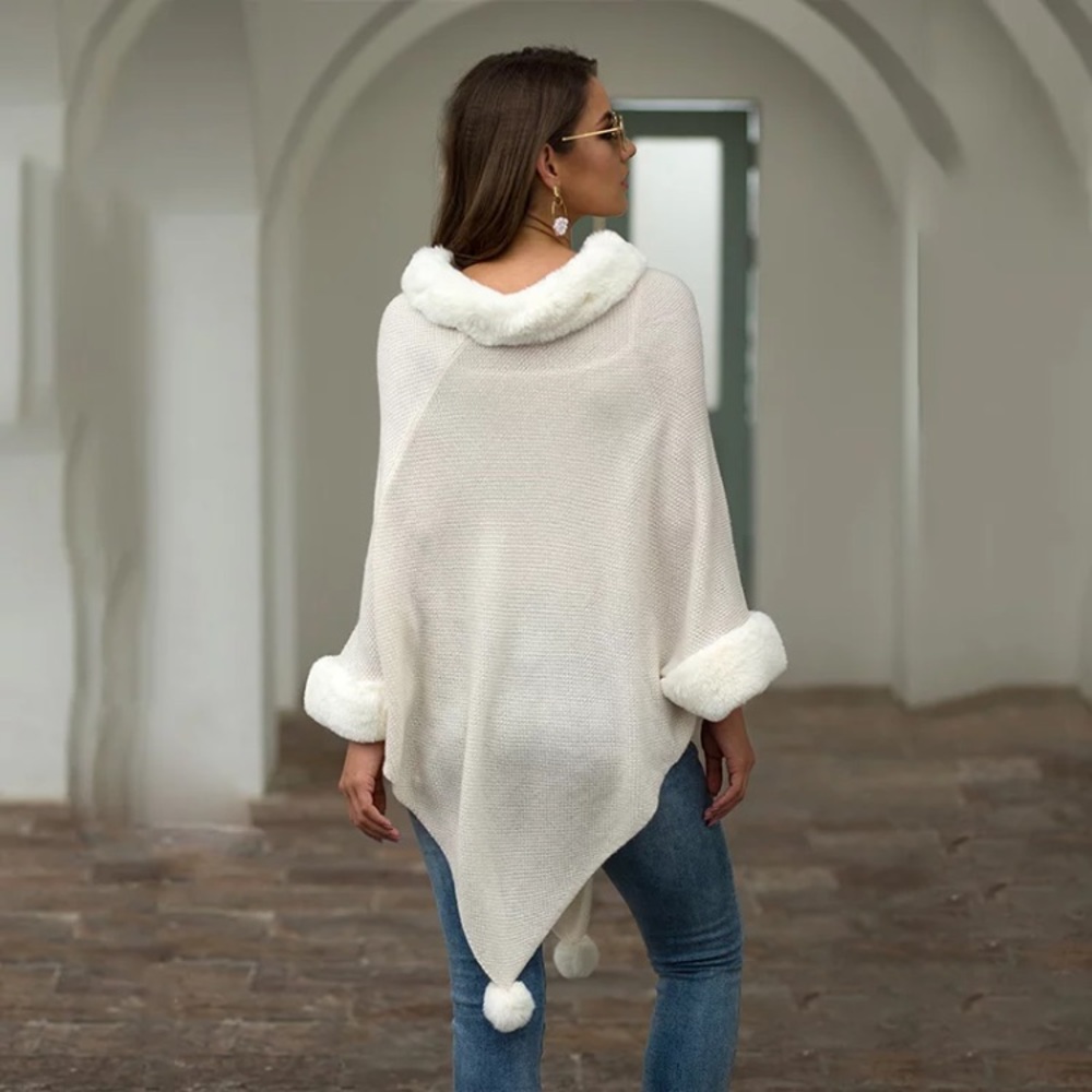 New! Pom Tassel Poncho - Picture 4 of 8